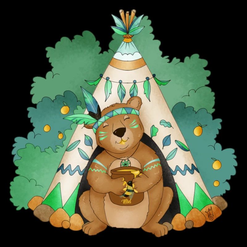 ours devant son tipi