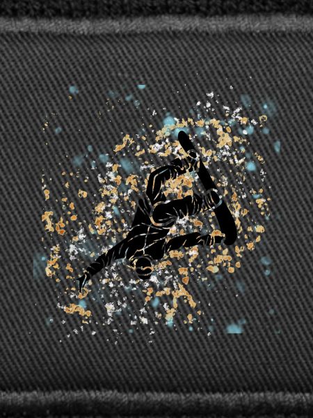 Blue-gold splashed snowboard