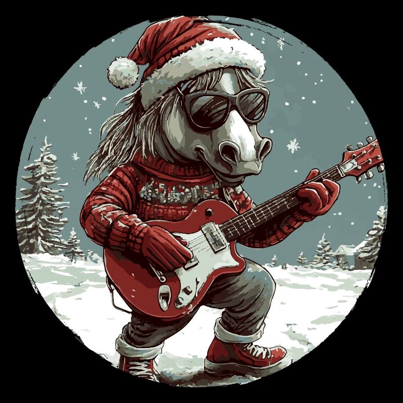 Pferd Weihnachten Gitarre