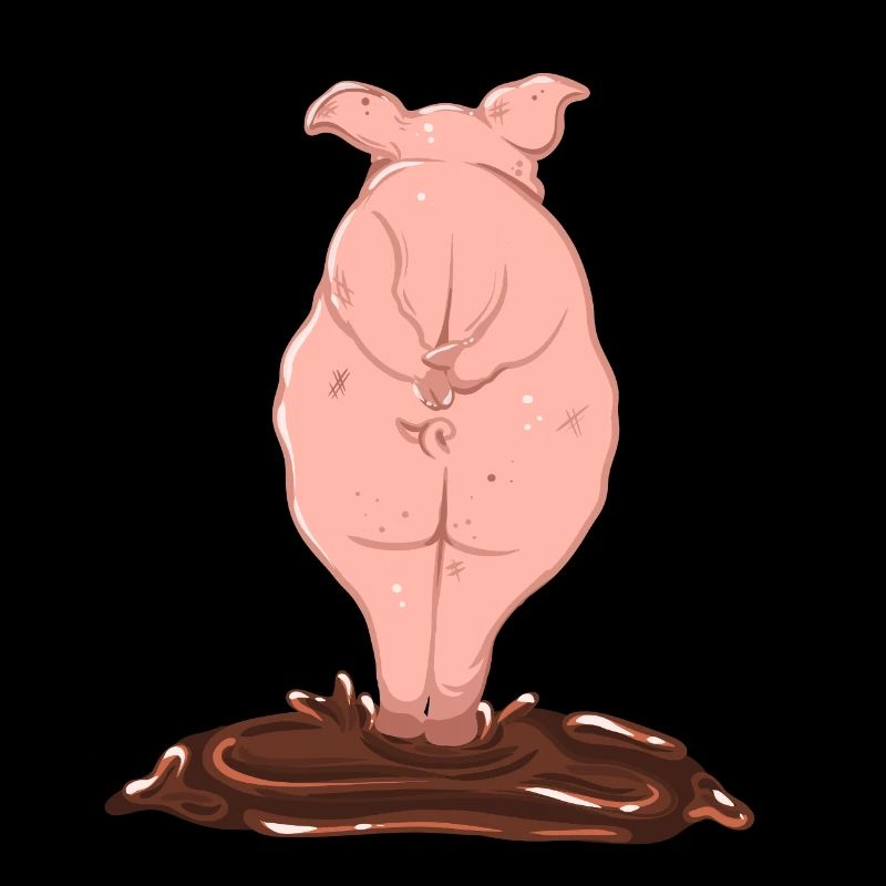 Pink pig from behind