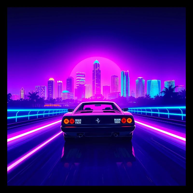 Neon Skyline und Retro Cabriolet