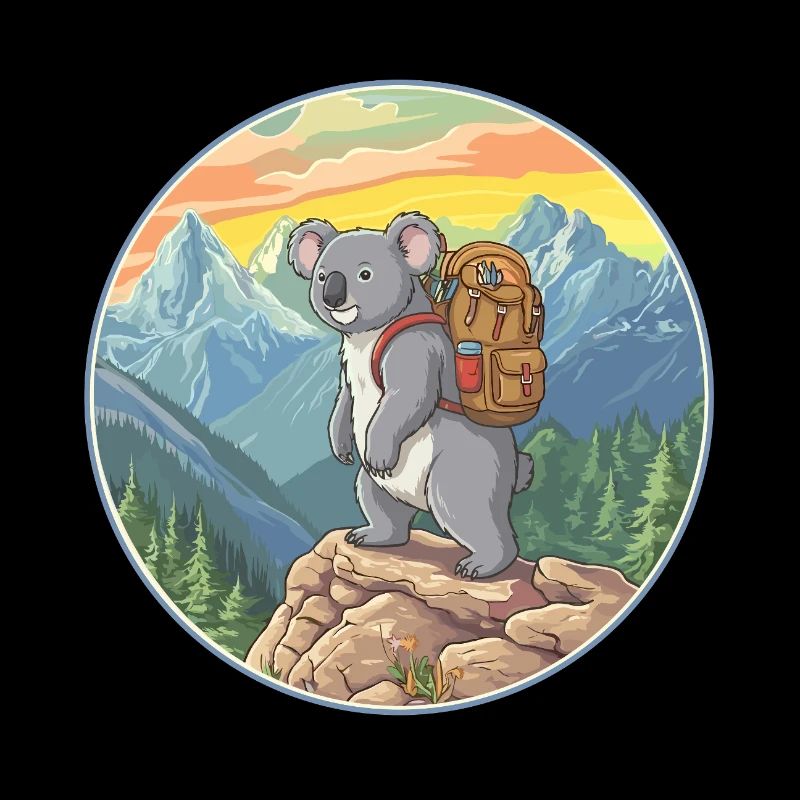 Niedliches Koala-Wandern Camping Bergabenteuer