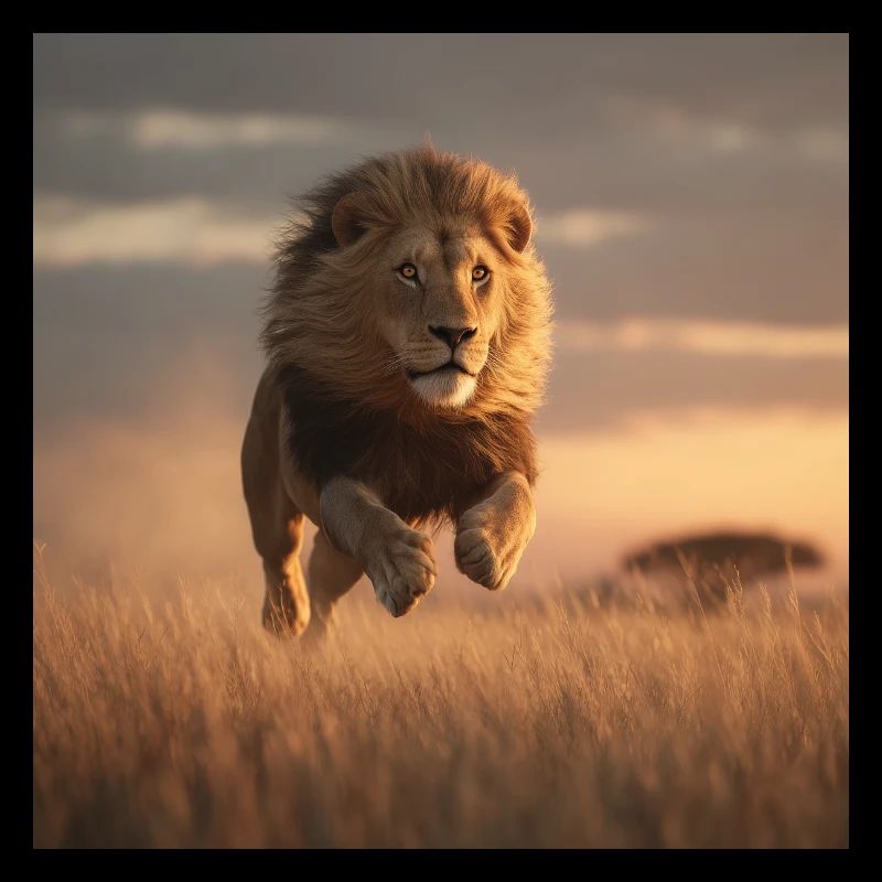 Löwe In Savanne im Spurt