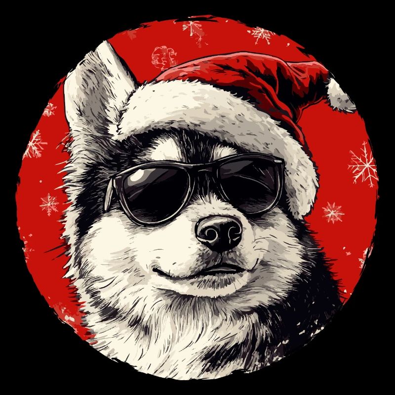 Husky Santa mit Sonnenbrille