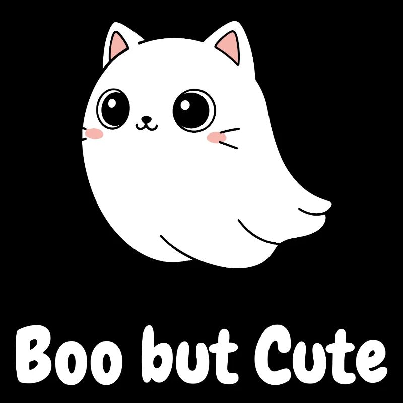 Boo but Cute Cat Ghost Illustration