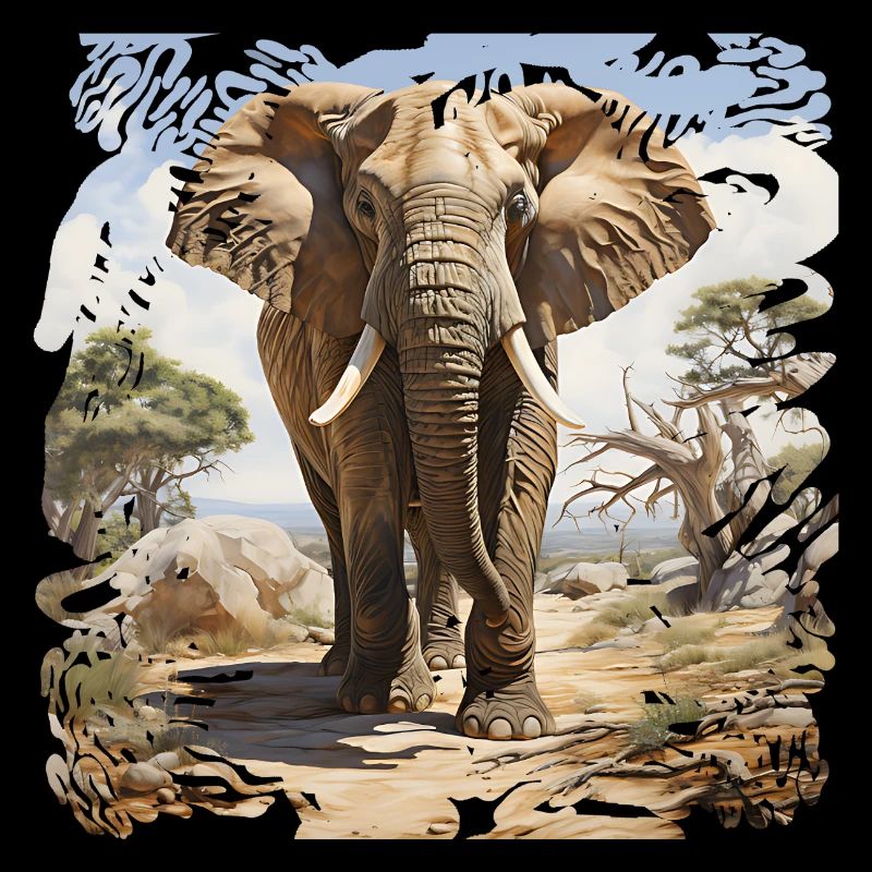 Éléphant de savane dans un style aquarelle