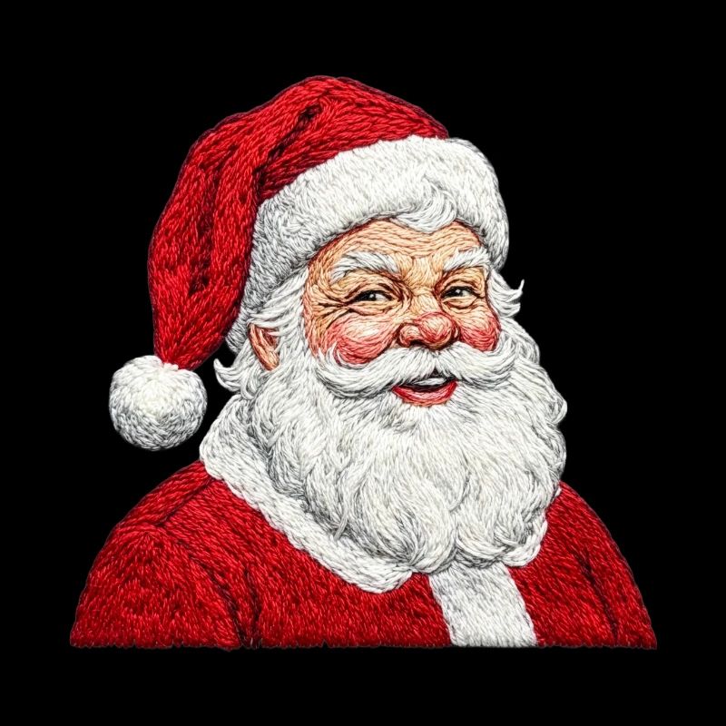 Père Noël brodé – motif joyeux (imprimé)