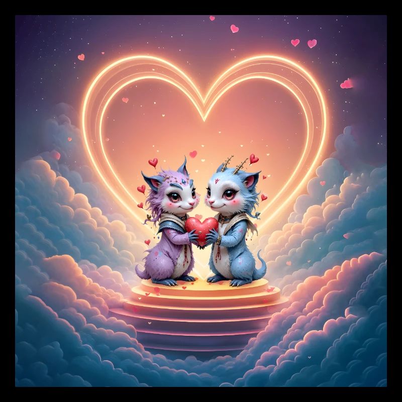 Neon Dragons in Love