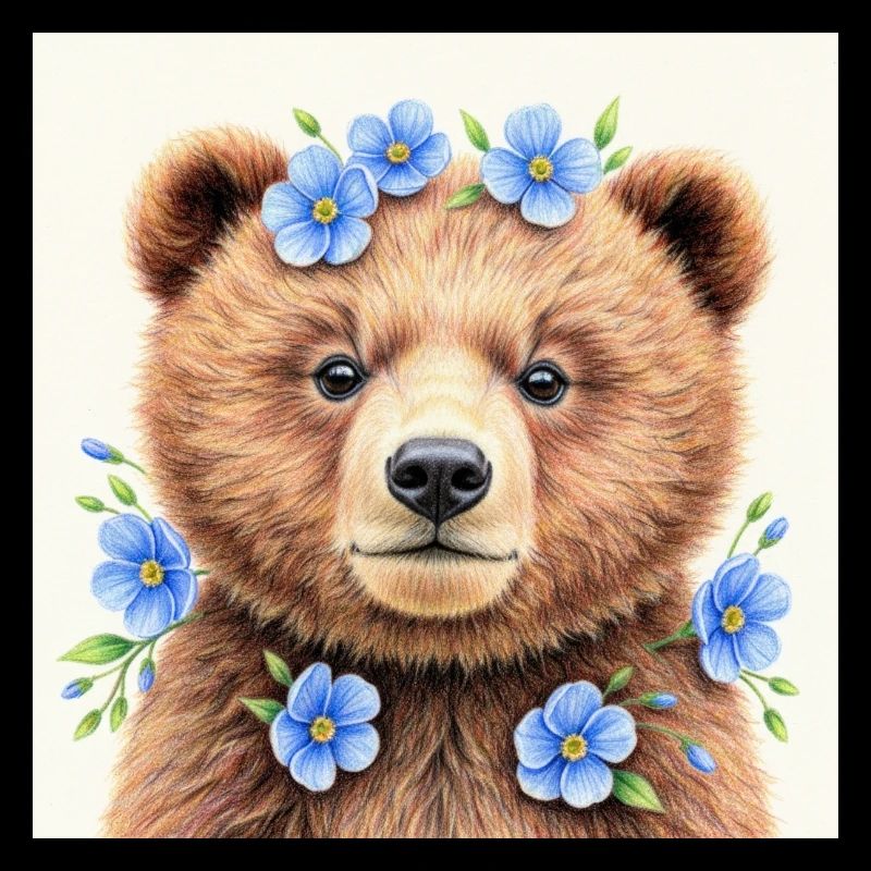 Blue Flower Bear Templates