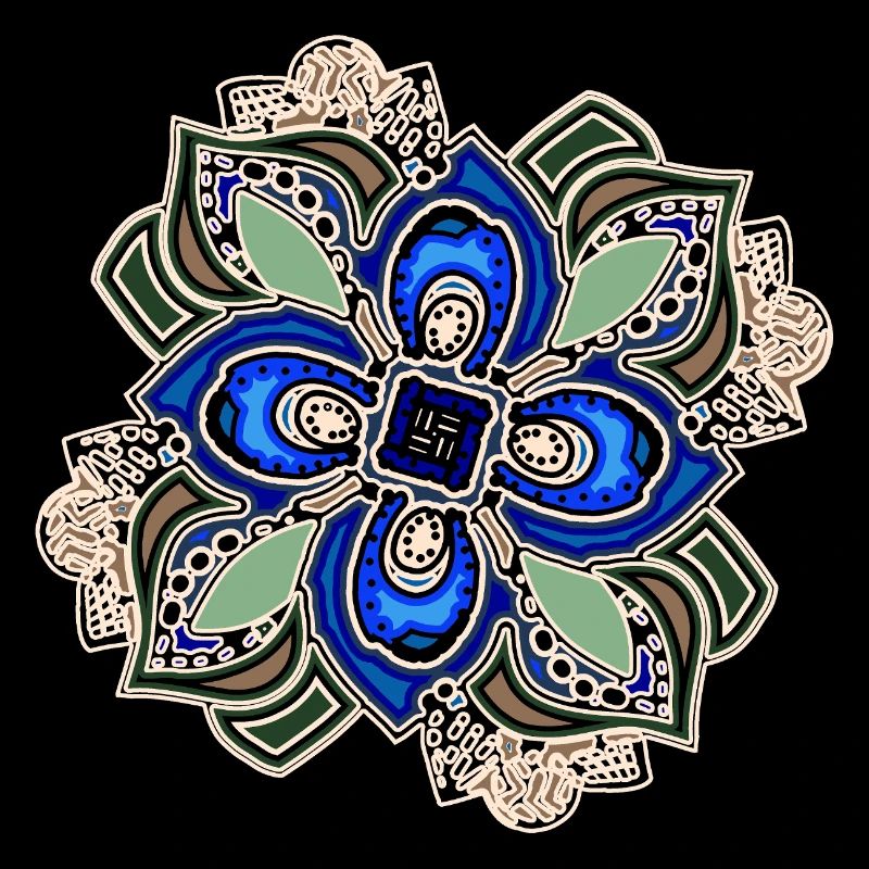 Teal Extravagant Mandala Flower