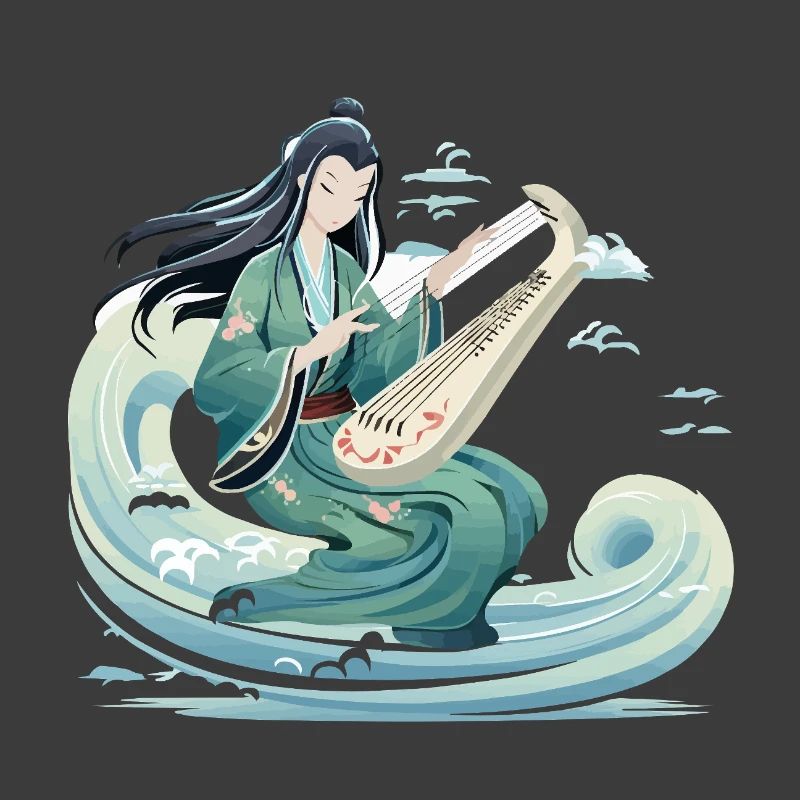 Guqin Master on Sea Wave