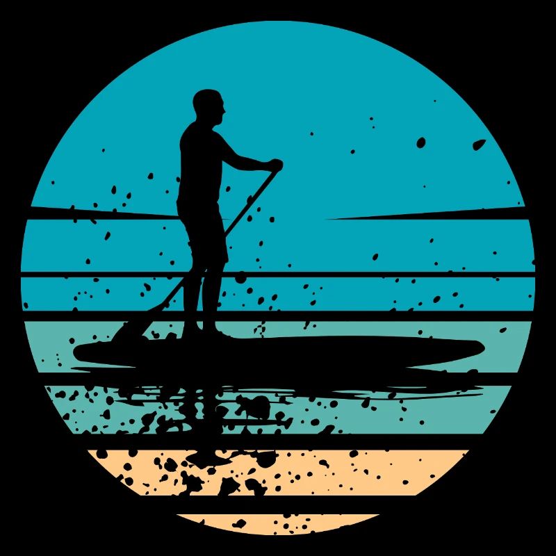 Paddle board with a marine atmosphere in retro style