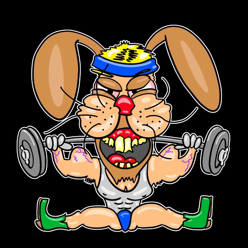 Strong Bunny Gym Cartoon