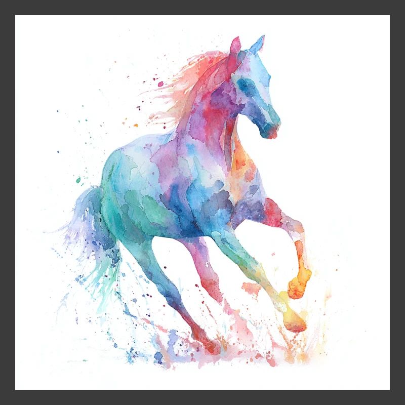 Regenbogen-Aquarellpferd