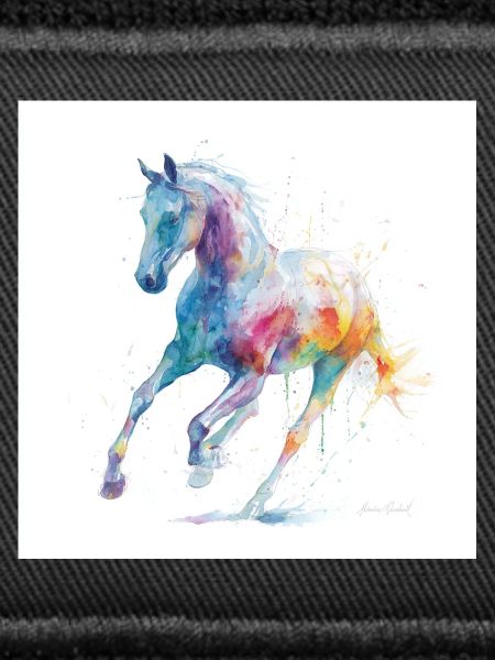 Regenbogen-Aquarellpferd in Bewegung