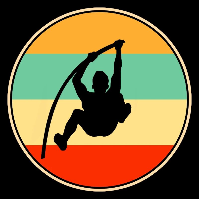 Vintage Pole High Jump Silhouette Retro Sunset Art