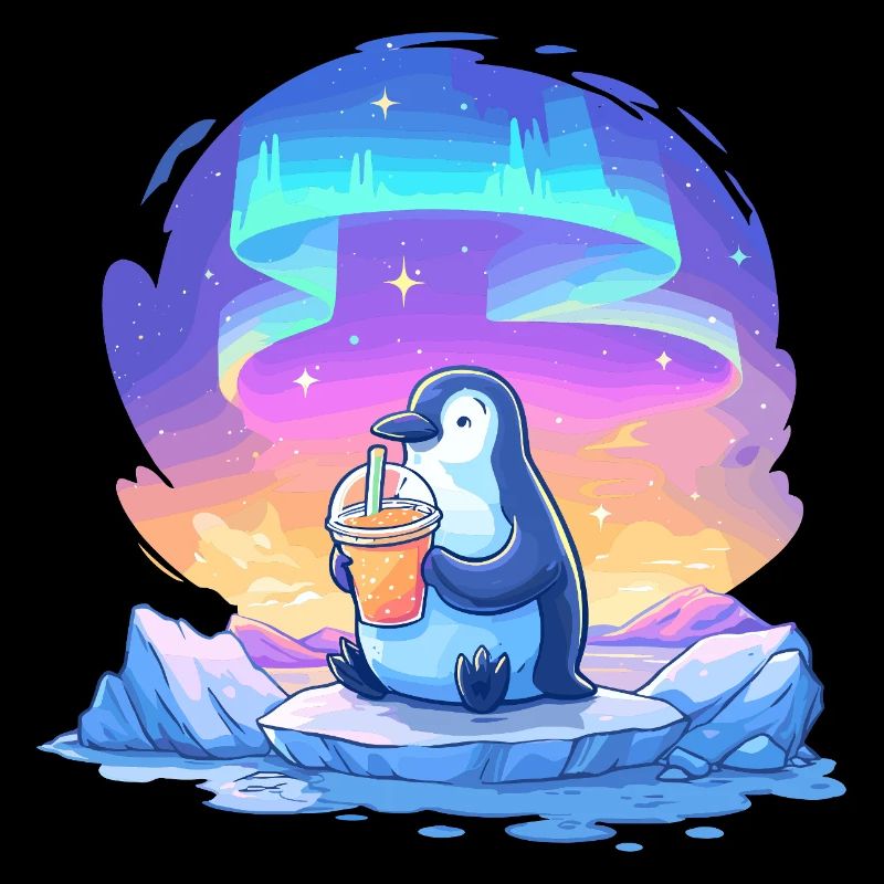 Aurora Penguin with Drink