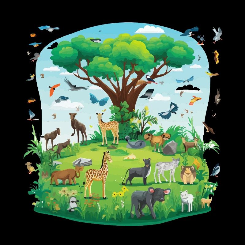 Animal paradise under the tree