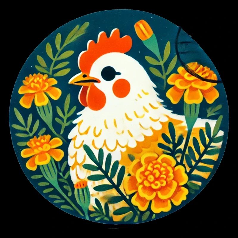 Sonnenhühner zwischen kräftigen Blumen