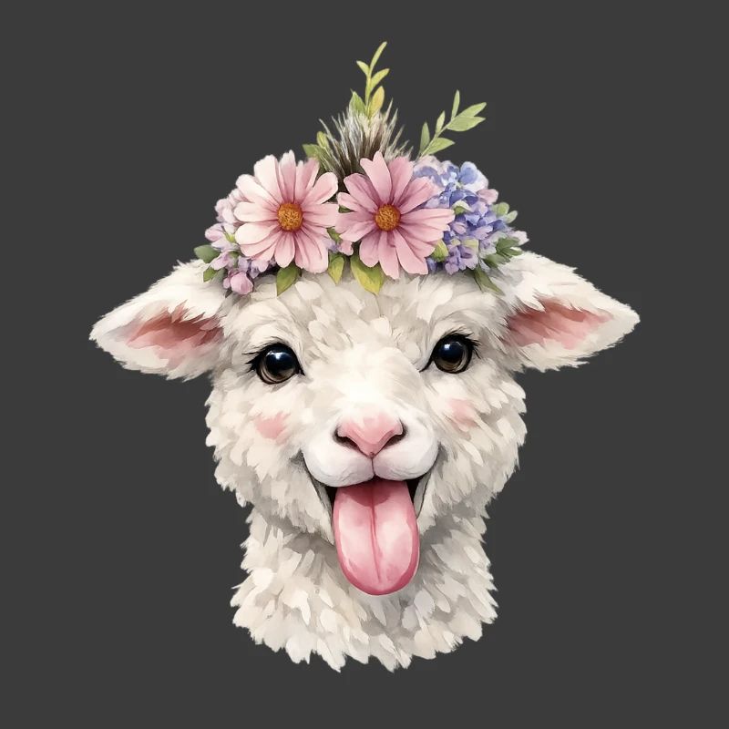 Sheep Flower Crown Cheerful