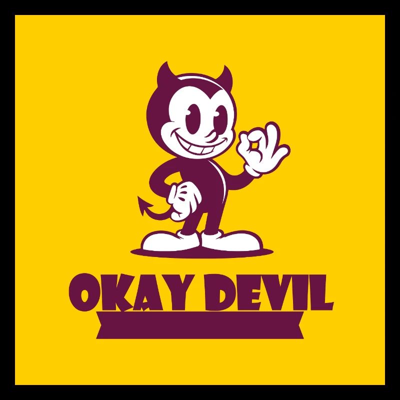 Okay Devil Mascot on Yellow