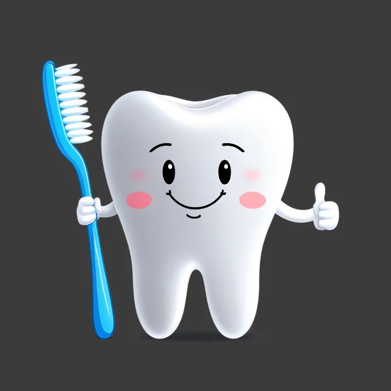 Smiling tooth with toothbrush