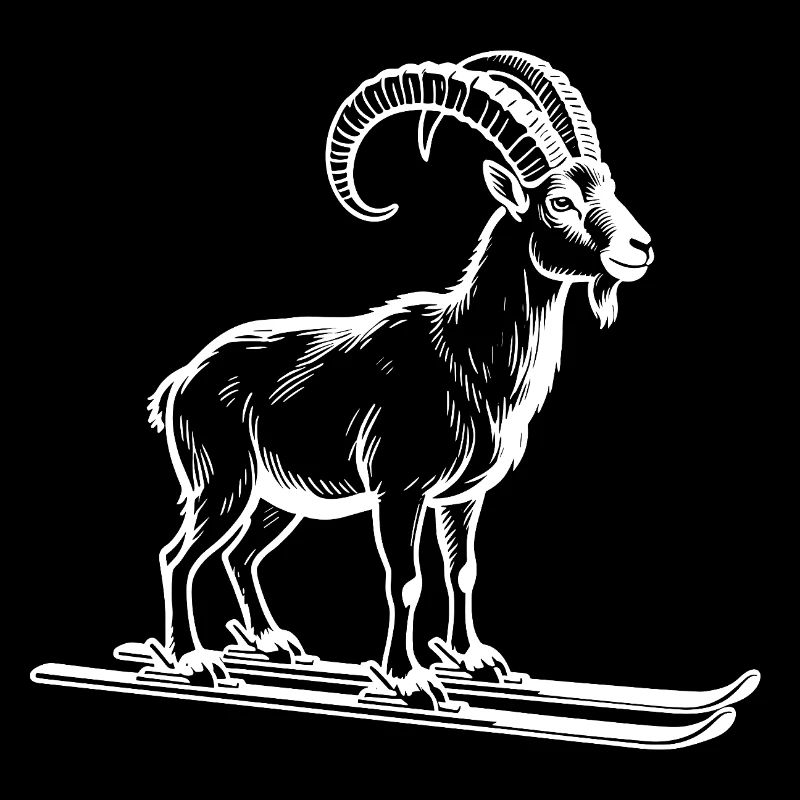 Bock auf Ski Lustiger Steinbock für Skifahrer
