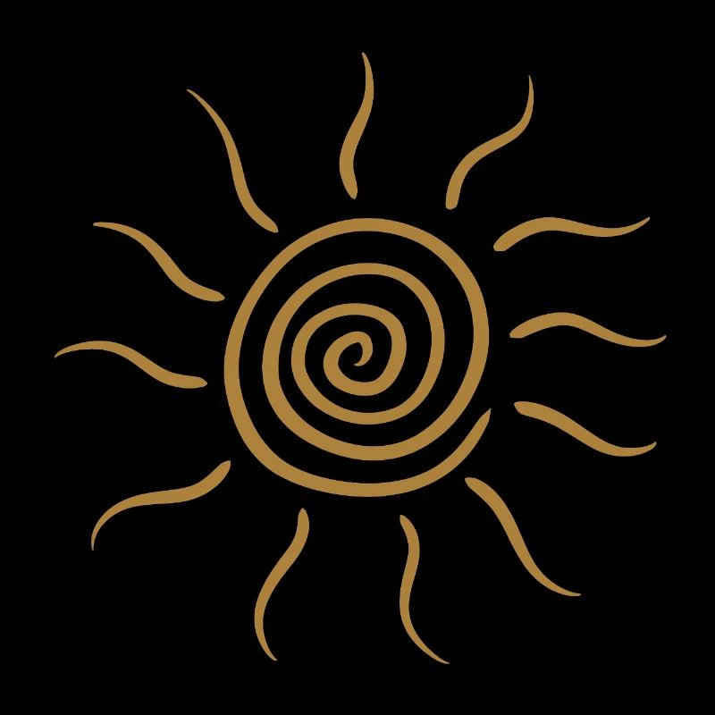 Glyphe du soleil en spirale dans la teinte dorée