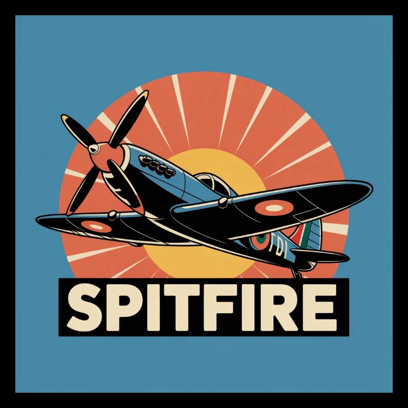 Spitfire Retro Aviation Print