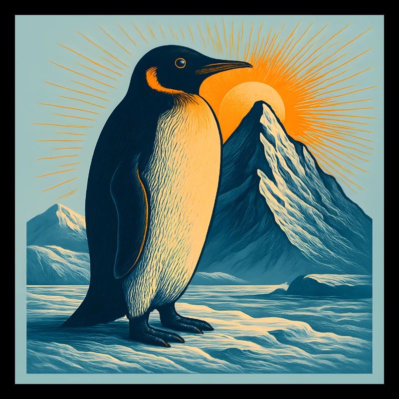 Pingouin de plage polaire au lever du soleil