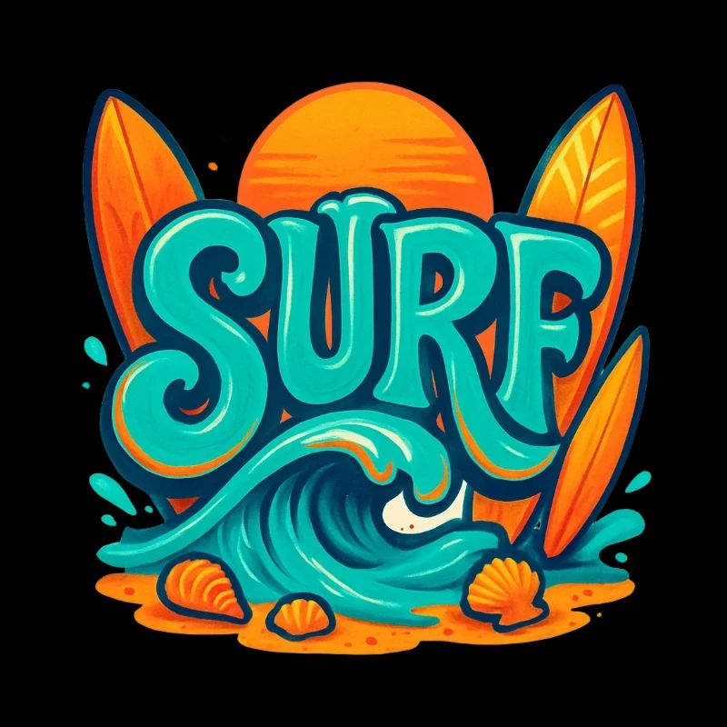 Sunset Surf Wortkunst