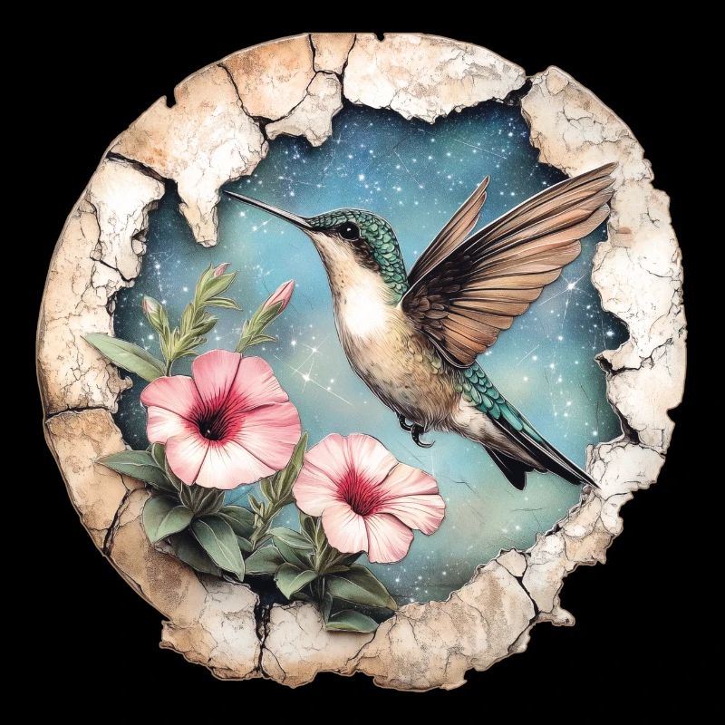 Hummingbird with flowers