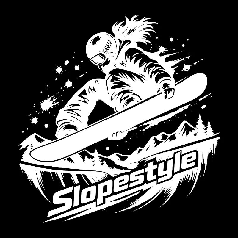 Slopestyle Snowboard Action in den Bergen