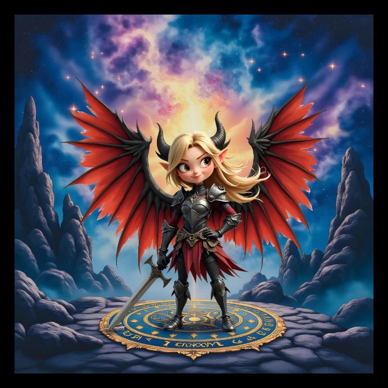 Red Winged Warrior in Runes