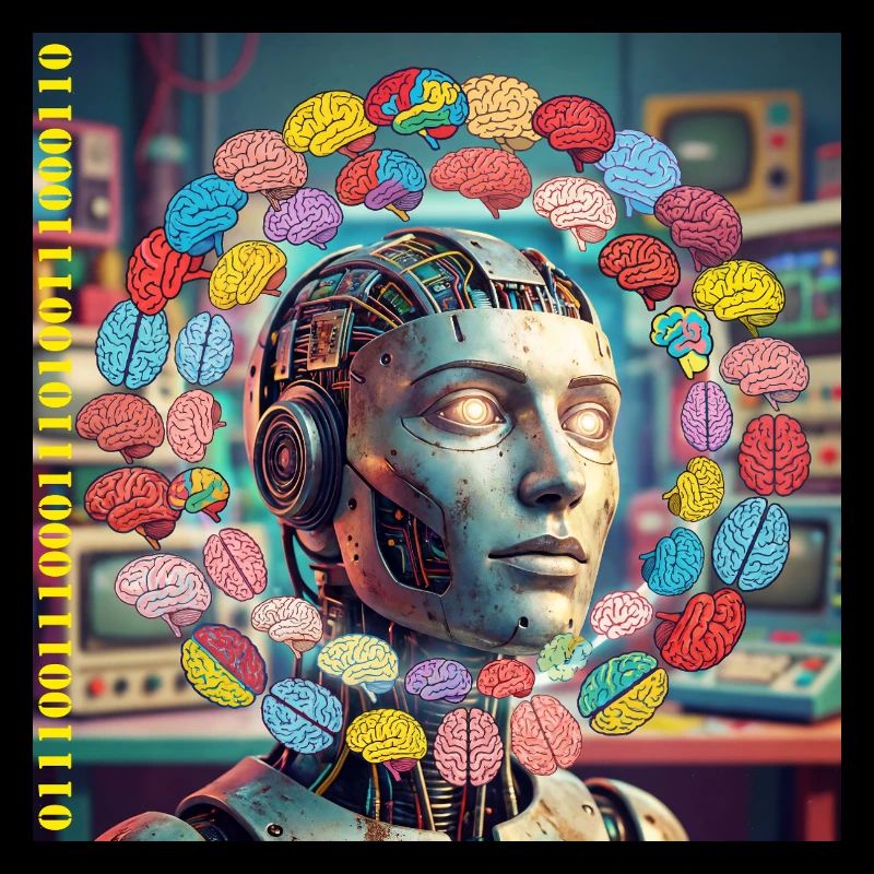 Android with brain satellites