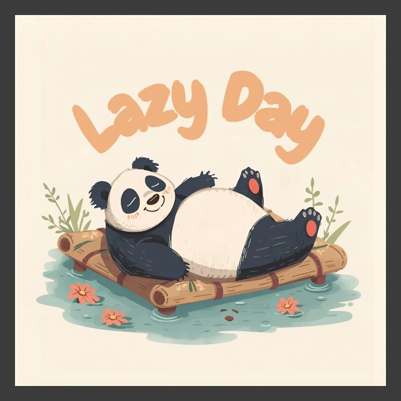 Panda napping on raft