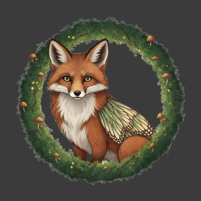 Fox Forest Wreath Illustration