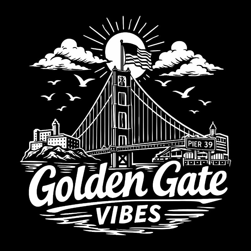 Golden Gate Vibes San Francisco Skyline 