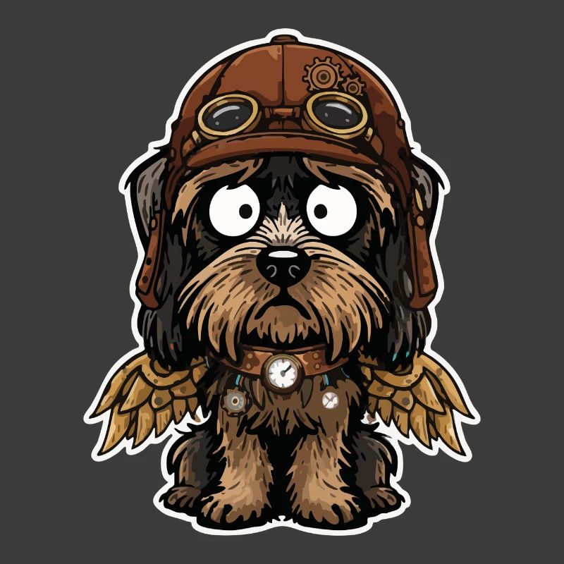 Steampunk Aviator Dog Brass Mechanical Wings