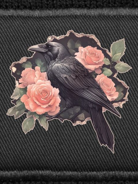 Raven with roses