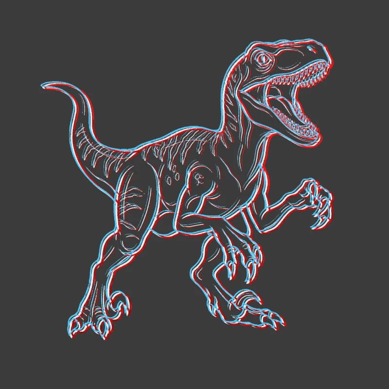 Neon Dinosaur 3D Skeleton