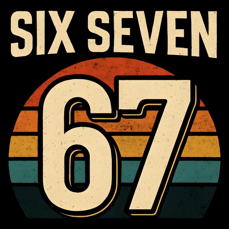 Six Seven 67 Italian Brainrot Retro Sunset Meme