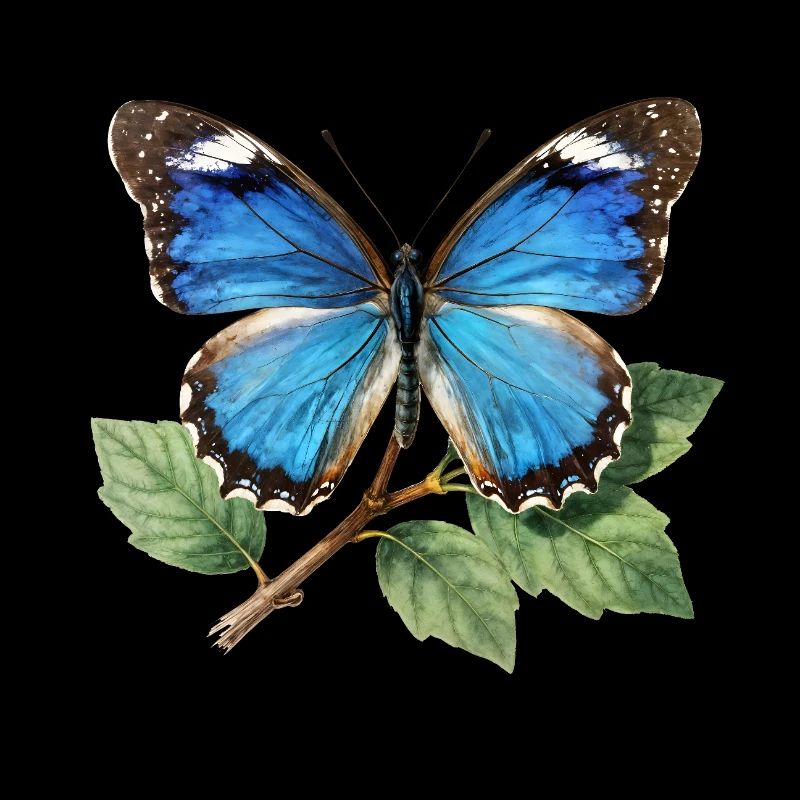 Papillon bleu sur branche