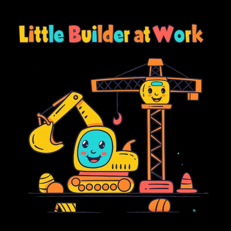 Little construction worker at crane