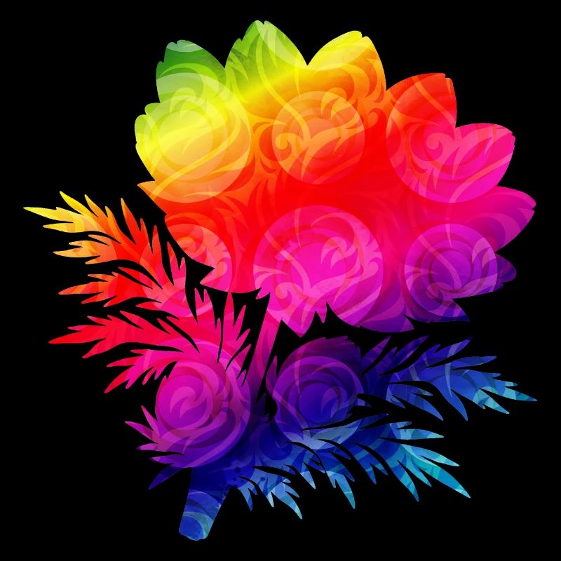Bunte Blumen Silhouette Regenbogen Design 