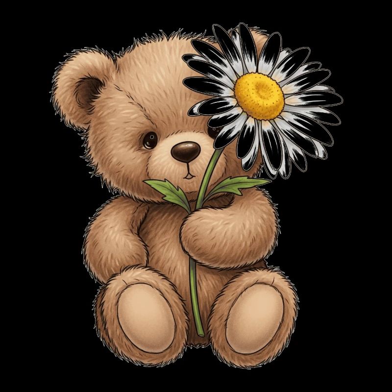 Cute Bear T-shirt with Flower - Softness Design