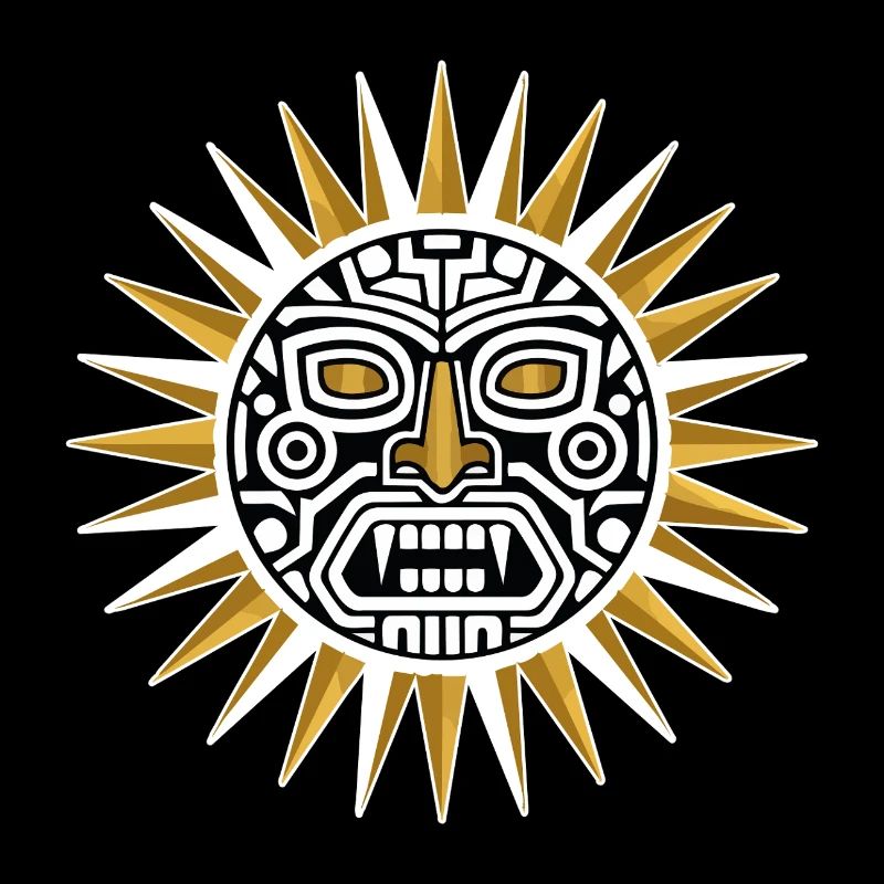 Sun Maya Inca Gold and White Totem Deity