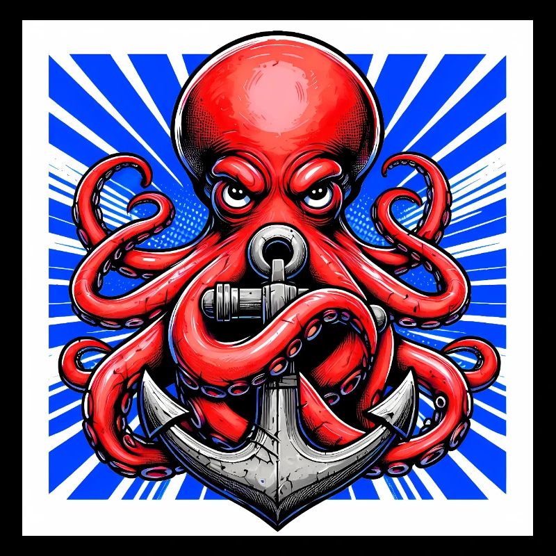 Oktopus umarmt einen Anker