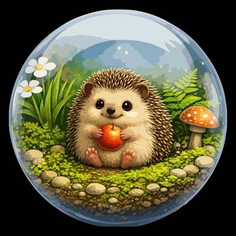 Hérisson dans une boule de verre avec scène de forêt