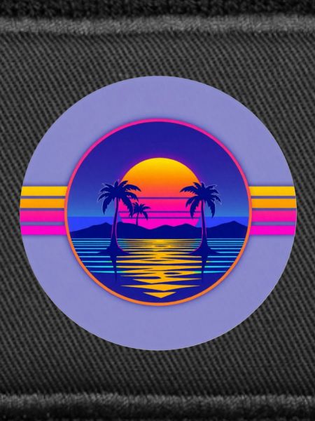 Sunset Neon Palms Circle